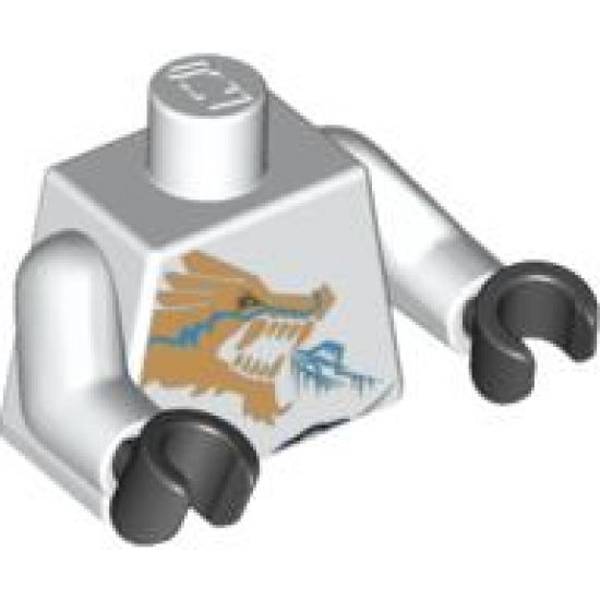Torso Ninjago Gold Dragon Front and Gold Lion and 'ZANE' Back Pattern / White Arms / Black Hands