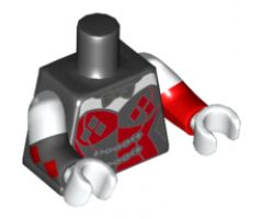 Torso Female Outline, Black and Red Corset with Diamonds Pattern / White Arm Left with Red Band / White Arm Right with Black Band / White Hands