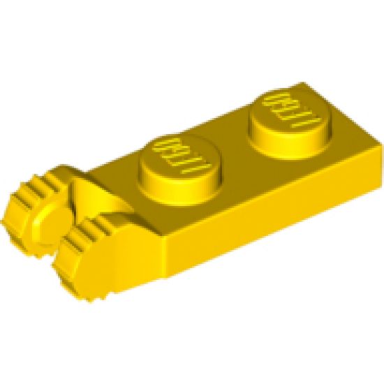 Hinge Plate 1 x 2 Locking with 2 Fingers on End and 7 Teeth without Bottom Groove