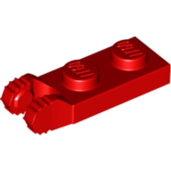 Hinge Plate 1 x 2 Locking with 2 Fingers on End and 7 Teeth without Bottom Groove