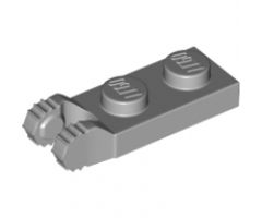 Hinge Plate 1 x 2 Locking with 2 Fingers on End and 7 Teeth without Bottom Groove