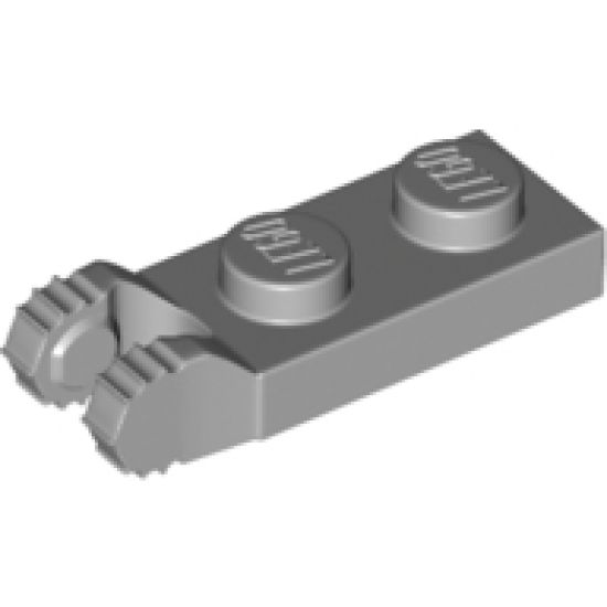 Hinge Plate 1 x 2 Locking with 2 Fingers on End and 7 Teeth without Bottom Groove