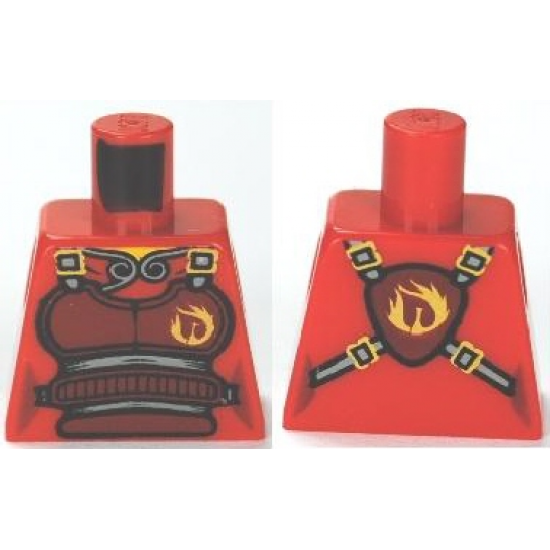 Torso Ninjago Brown Armor with Belts and Flames Pattern