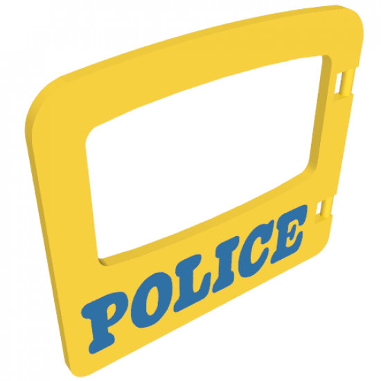 Duplo, Building Door / Window Pane 1 x 4 x 3 with One Pane and 'POLICE' Pattern