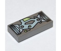 Tile 1 x 2 with Life on Mars (LoM) Gray Mechanical Pattern