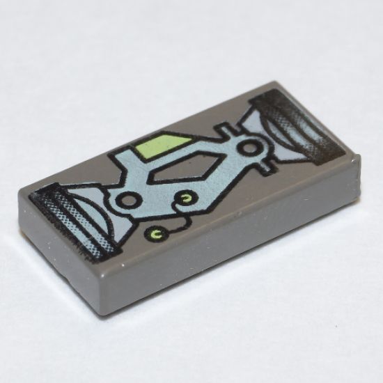 Tile 1 x 2 with Life on Mars (LoM) Gray Mechanical Pattern