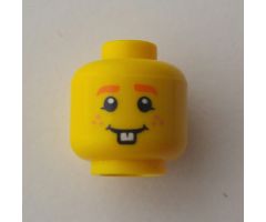 Minifigure, Head Orange Eyebrows and Freckles, Smiling with One Tooth Pattern - Hollow Stud