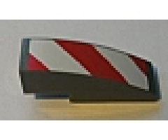 Slope, Curved 3 x 1 with Red and White Danger Stripes Pattern Right (Sticker) - Sets 7208 / 7630 / 7633 / 7936