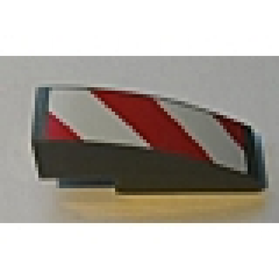 Slope, Curved 3 x 1 with Red and White Danger Stripes Pattern Right (Sticker) - Sets 7208 / 7630 / 7633 / 7936
