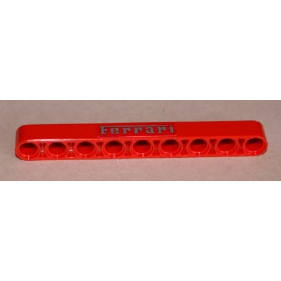 Technic, Liftarm 1 x 9 Thick with Silver 'Ferrari' Pattern (Sticker) - Set 8653
