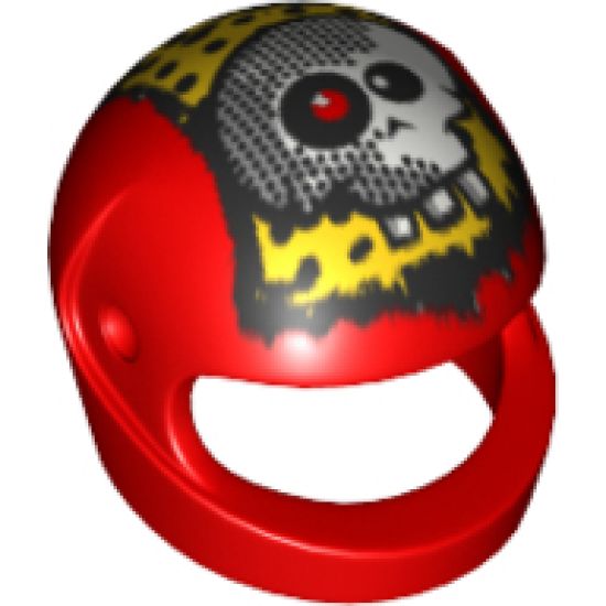 Minifigure, Headgear Helmet Motorcycle (Standard) with Red Eye Skull Pattern