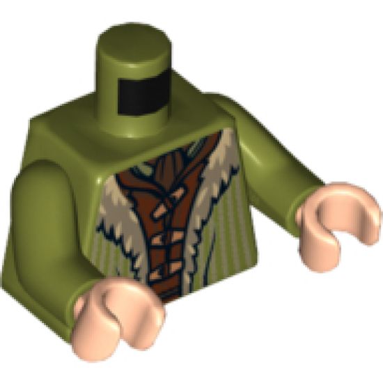 Torso LotR Coat with Tan Fur Lining over Reddish Brown Shirt Pattern / Olive Green Arms / Light Nougat Hands