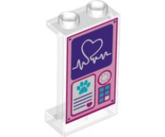 Panel 1 x 2 x 3 with Side Supports - Hollow Studs with Heart Read Out Key Pad, Paw and Heart Pattern