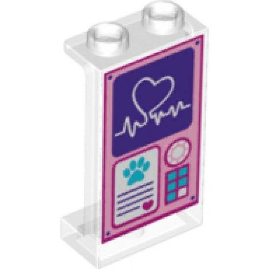 Panel 1 x 2 x 3 with Side Supports - Hollow Studs with Heart Read Out Key Pad, Paw and Heart Pattern