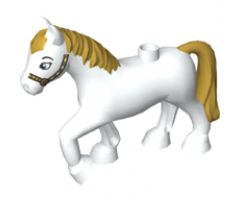 Duplo, Animal Horse with Gold Mane and Tail, Bridle Pattern