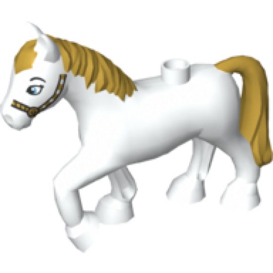 Duplo, Animal Horse with Gold Mane and Tail, Bridle Pattern