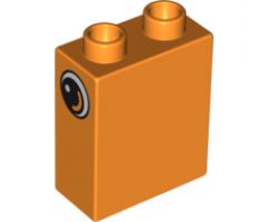 Duplo, Brick 1 x 2 x 2 with Eye with White Spot and Curve Pattern on Both Sides
