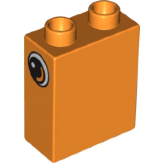 Duplo, Brick 1 x 2 x 2 with Eye with White Spot and Curve Pattern on Both Sides