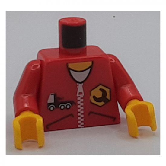 Torso Wrench Logo on Zippered Jacket with Truck Pattern / Red Arms / Yellow Hands