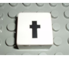 Duplo, Tile 2 x 2 x 1 with Black Lowercase Letter t Pattern