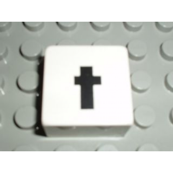 Duplo, Tile 2 x 2 x 1 with Black Lowercase Letter t Pattern