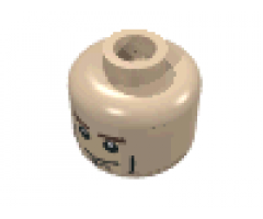 Minifigure, Head Male Brown Eyebrows, White Pupils, Vertical Cheek Lines, Chin Dimple Pattern - Blocked Open Stud