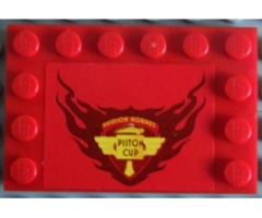 Tile, Modified 4 x 6 with Studs on Edges with 'HUDSON HORNET PISTON CUP' Pattern (Sticker) - Set 8484