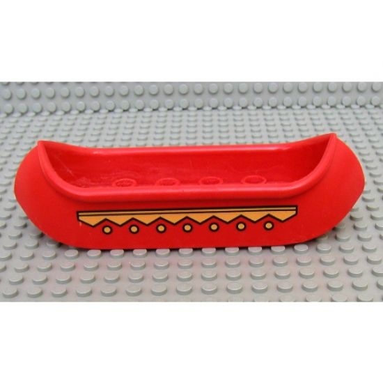 Duplo, Boat Canoe 2 x 8 with Yellow Zigzag Line and Dots Pattern