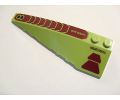 Wedge 10 x 3 Left with Dark Red Trapezoids, Black Hexagonals and Alien Characters Pattern (Stickers) - Set 70703