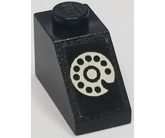 Slope 45 2 x 1 without Bottom Tube with White Rotary Telephone on Black Background Pattern (Sticker) - Set 268