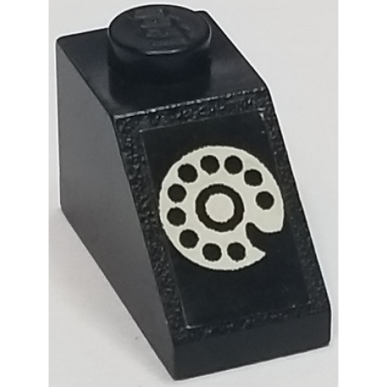 Slope 45 2 x 1 without Bottom Tube with White Rotary Telephone on Black Background Pattern (Sticker) - Set 268