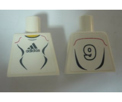 Torso Soccer Adidas Logo, White and Black No.9 Pattern (Stickers)