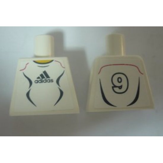 Torso Soccer Adidas Logo, White and Black No.9 Pattern (Stickers)