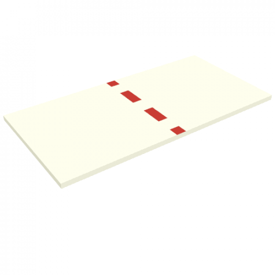 Tile 8 x 16 with Bottom Tubes on Edges with Red Stripe Pattern