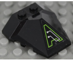 Wedge 4 x 4 Pyramid Center with Lime and Silver Exo-Force Circuitry Pattern Model Left Side (Sticker) - Set 7713