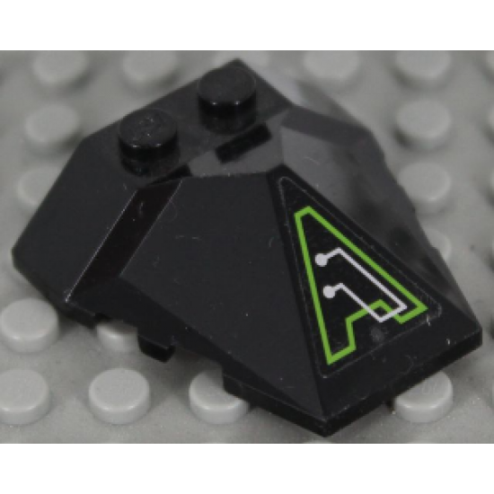 Wedge 4 x 4 Pyramid Center with Lime and Silver Exo-Force Circuitry Pattern Model Left Side (Sticker) - Set 7713