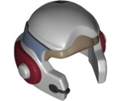 Minifigure, Headgear Helmet SW Rebel with Dark Tan, Dark Bluish Gray and Dark Red A-wing Pilot Pattern