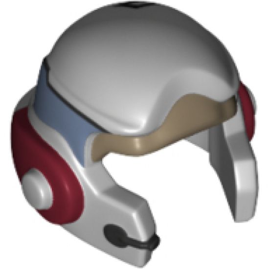 Minifigure, Headgear Helmet SW Rebel with Dark Tan, Dark Bluish Gray and Dark Red A-wing Pilot Pattern