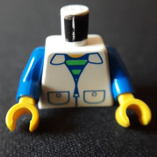 Torso Train Striped Undershirt, Zipper Jacket Pockets Pattern / Blue Arms / Yellow Hands