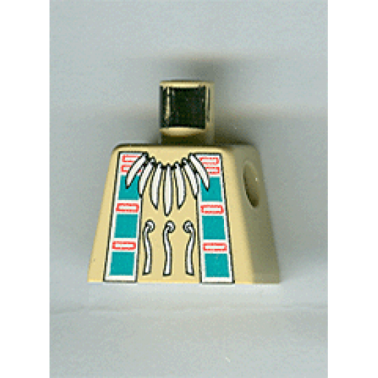 Torso Western Indians Necklace and Dark Turquoise Squares Pattern