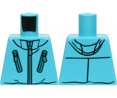 Torso Winter Jacket with Pockets, Zipper, Hood and Creases Pattern