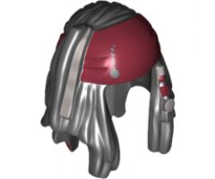 Minifigure, Hair Dreadlocks with Beads and Dark Red Bandana Pattern