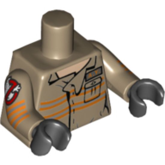 Torso Ghostbusters Jumpsuit Female with 'A.Y.' ID Badge Pattern / Dark Tan Arms with Ghostbusters Pattern / Black Hands