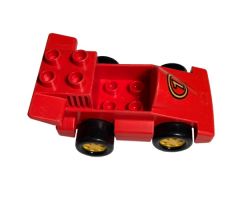 Duplo, Vehicle Car Formula One with Yellow Wheels and Yellow Number 1 Pattern