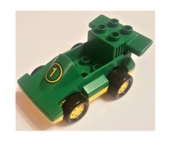 Duplo, Vehicle Car Formula One with Yellow Wheels and Yellow Number 1 Pattern
