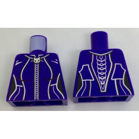 Torso Female Outline with Silver Stripes, Cat Zipper and Spine Armor Pattern
