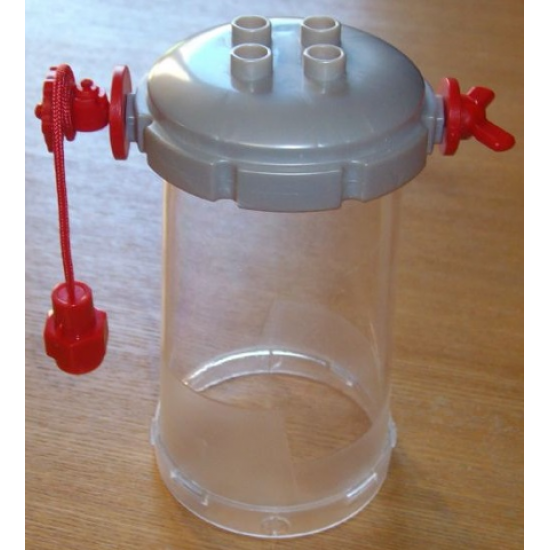 Duplo, Vehicle Cart Lid Octagonal with 2 x 2 Studs, Trans-Clear Cylinder and Red Weight