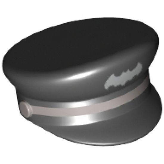 Minifigure, Headgear Cap, Captain with Silver Bat and Braid Pattern
