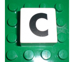 Duplo, Tile 2 x 2 x 1 with Black Capital Letter C Pattern
