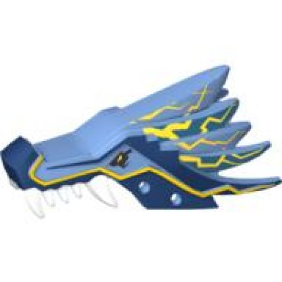 Animal, Body Part Dragon Head (Ninjago) Upper Jaw with Dark Blue Sections and Lightning Pattern